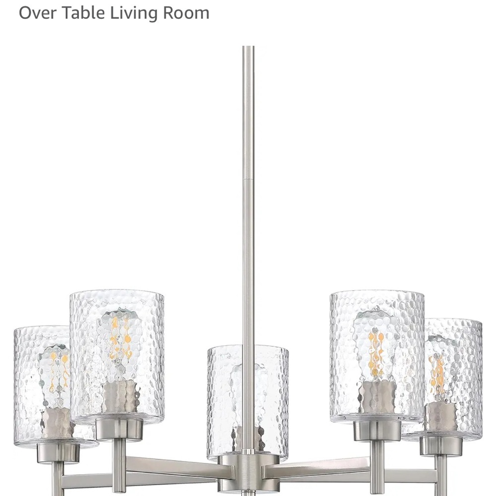 Modern Silver Chandelier with Textured Glass Shades